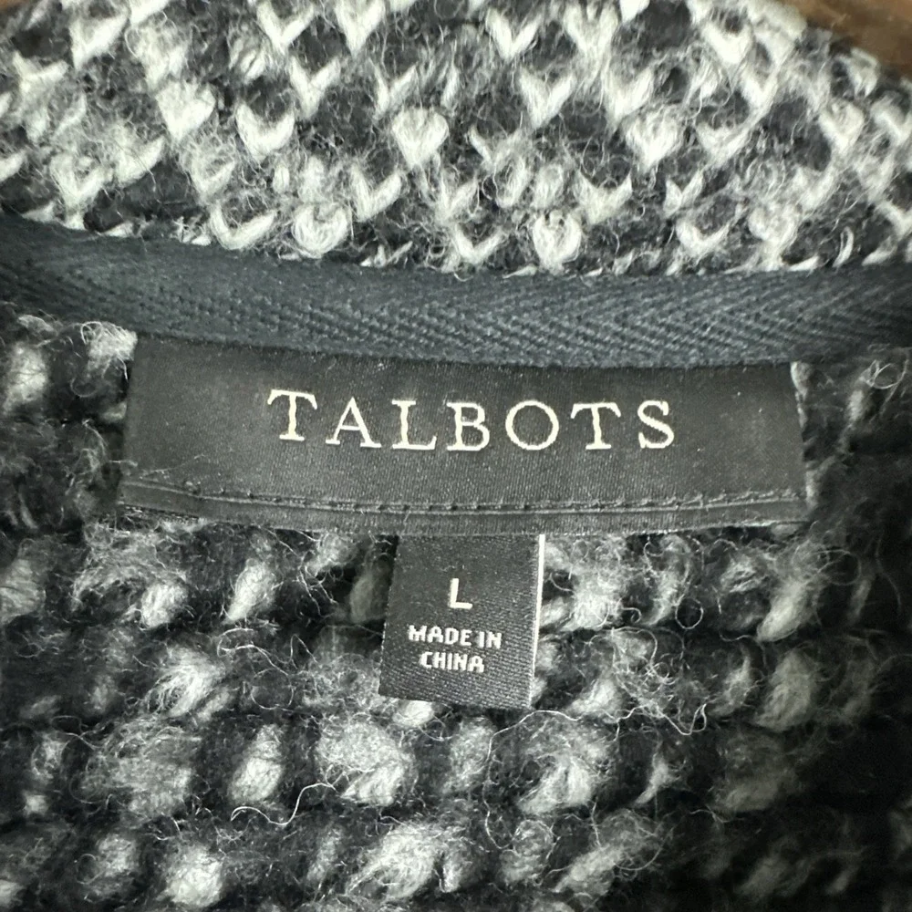 Talbots Wool Blend Coatigan‎ Stand Collar Coat Sweater Women's Large Gray Boho